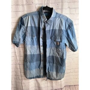 Carhartt Rugged‎ Flex Button Up Shirt Relaxed Fit Short Sleeve Blue M